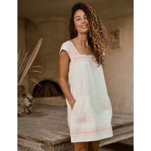 Faherty Hailee Dress White Pink